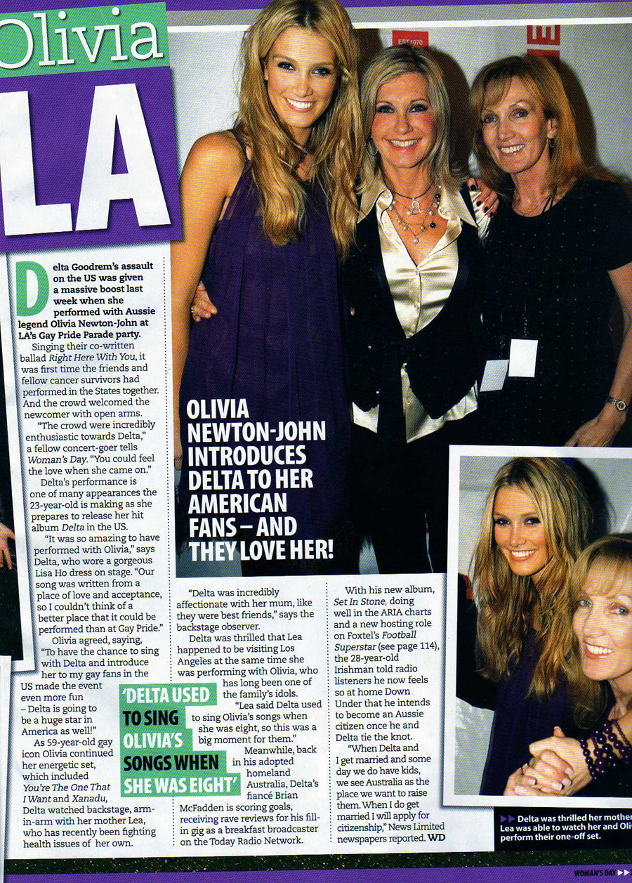 Olivia and Delta Goodrem in LA - Womans Day