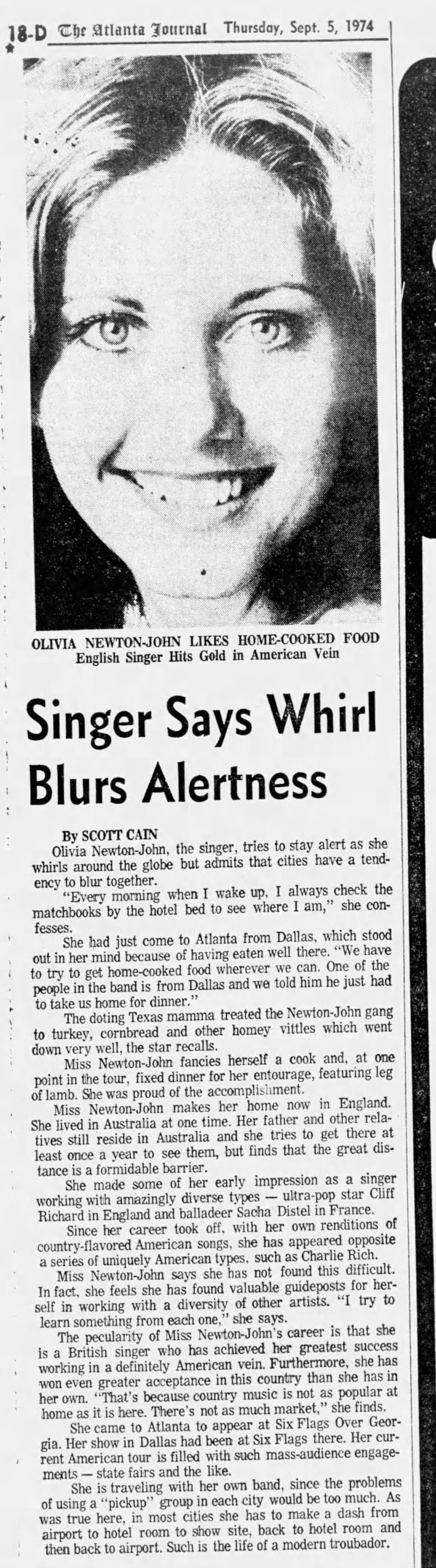 Singer Says Whirl Blurts Alertness - The Atlanta Journal