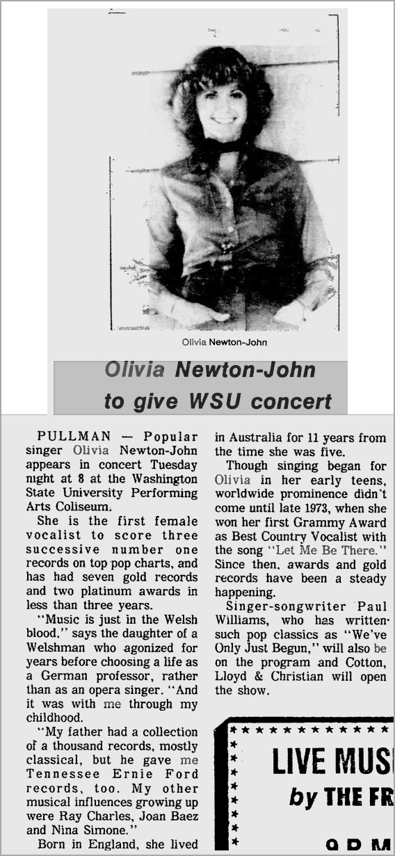 Olivia To Give WSU Concert - Lewiston Morning Tribune