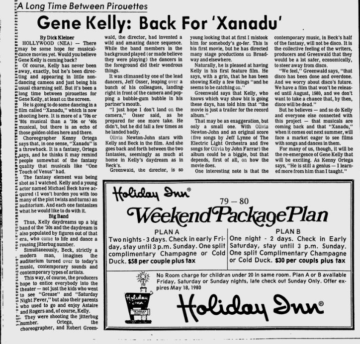 Gene Kelly Back From Xanadu - Times Union