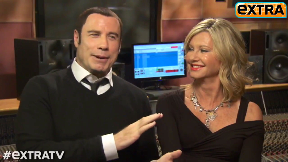 Olivia Newton-John and John Travolta on Extra December 2012