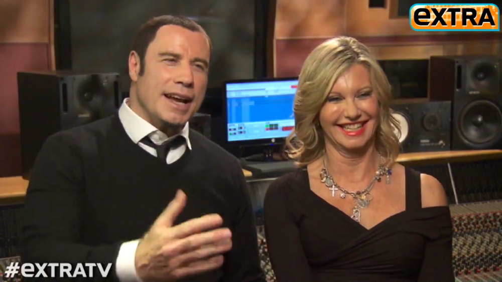 Olivia Newton-John and John Travolta on Extra December 2012