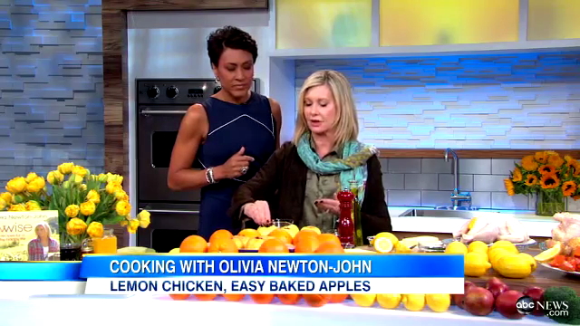 Olivia Newton-John cooking on Good Morning America April 2012