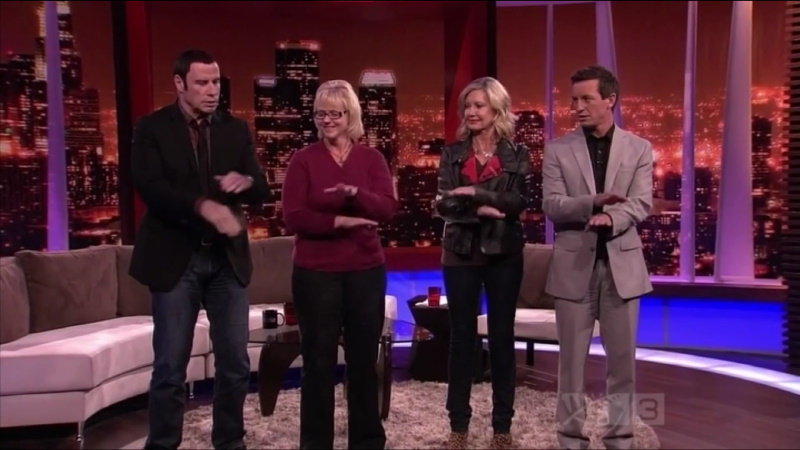 Olivia Newton-John and John Travolta on Rove LA 2012