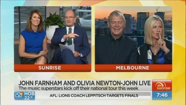 Olivia Newton-John and John Farnham on Sunrise 2015